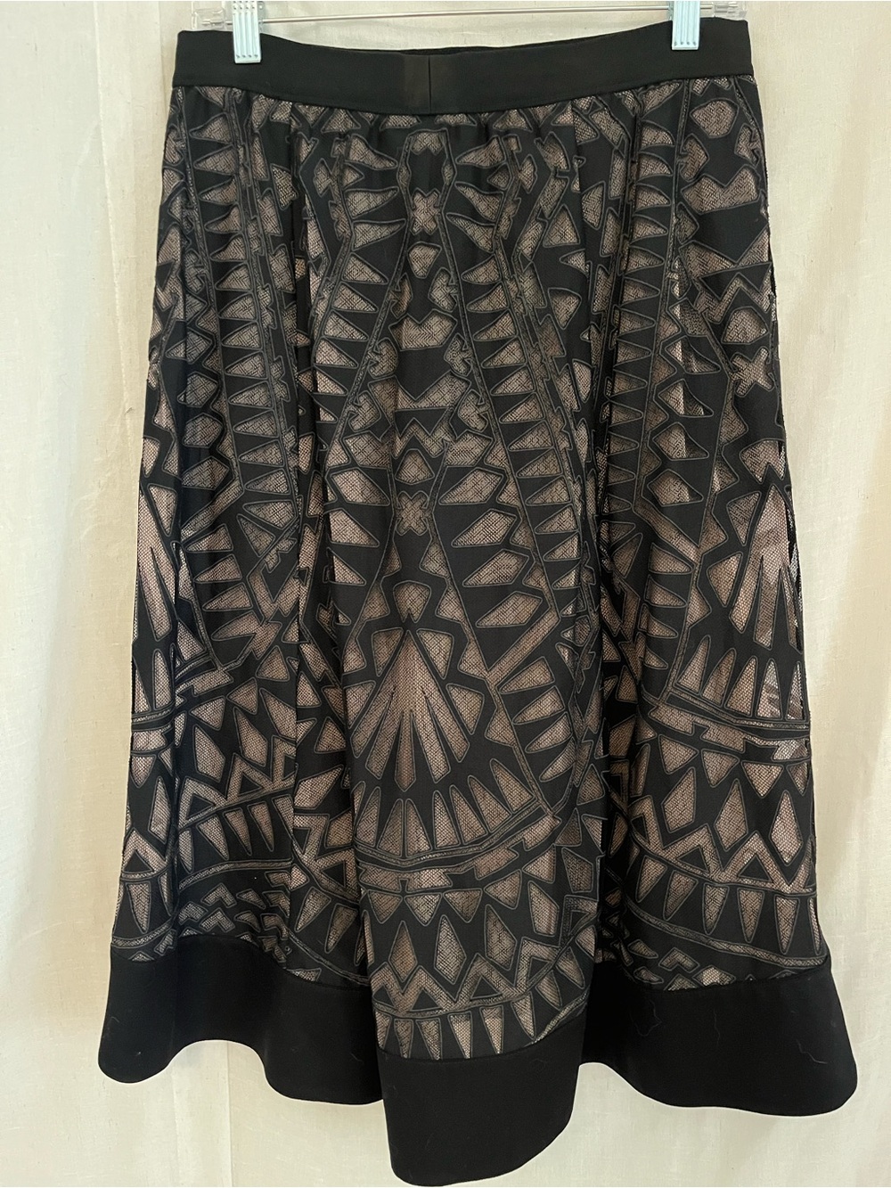 BCBGMaxAzria Black and Taupe High-Low Geometric Skirt - Picture 2 of 6
